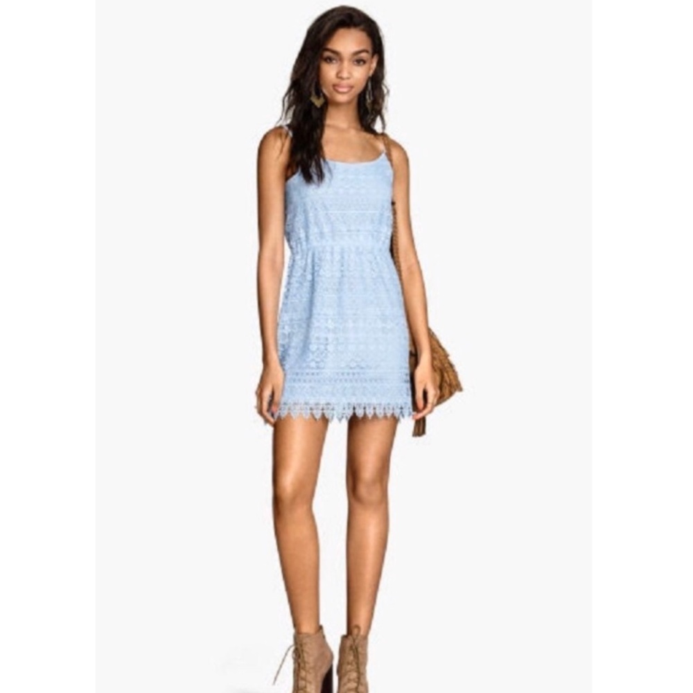 H&M Blue Lace Mini Dress Size Medium